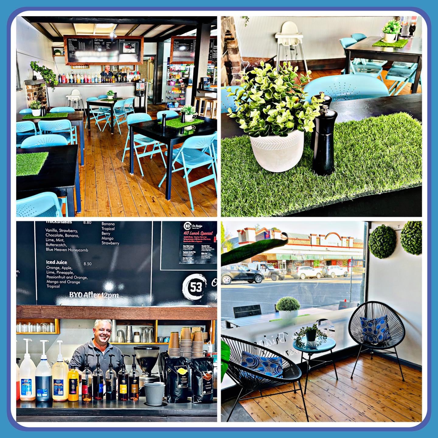 Collage of cafe location shots